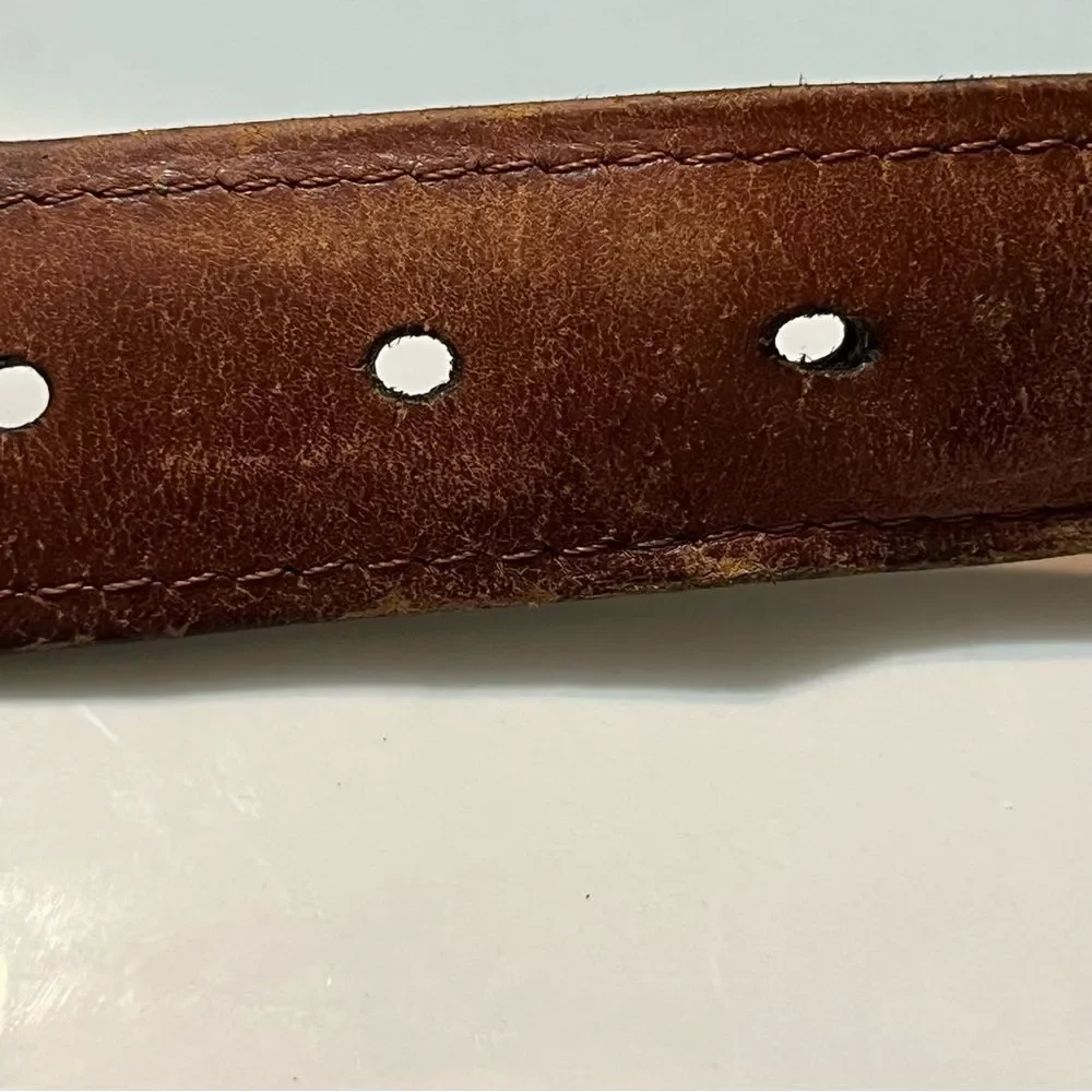 RARE Vtg COACH 3888 Handcrafted Turkey VEG-TAN Leather Belt 34 - BIFL Heritage